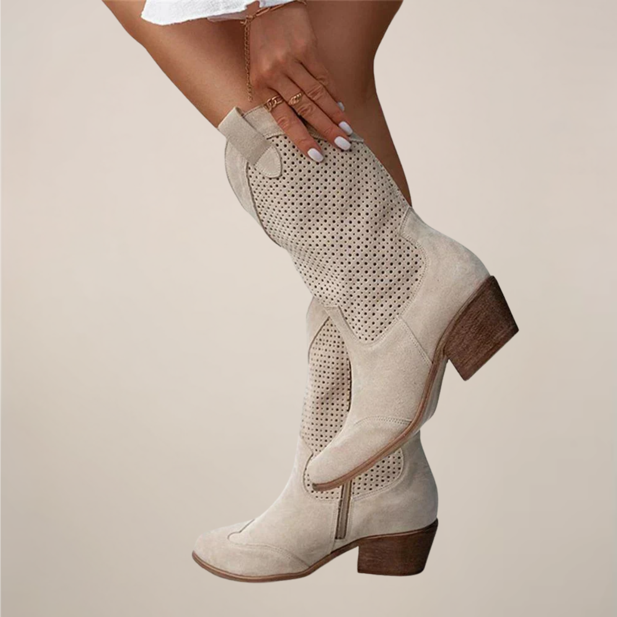Women's Cowgirl Boots – Perforated Mid-Calf Lightweight Design