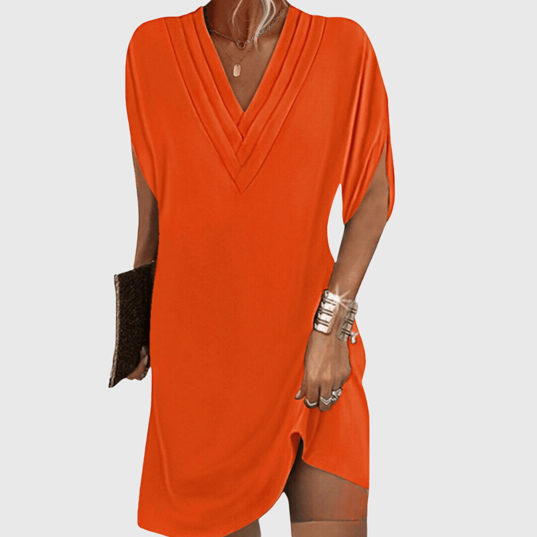 Women's Maxi Dress – Flowy Silhouette, Elegant V-Neckline, Plus Size Available