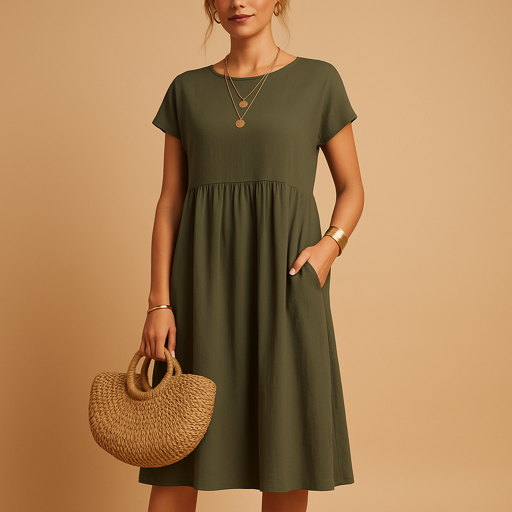 Women’s Midi Summer Dress – Breathable Fabric Comfortable Fit