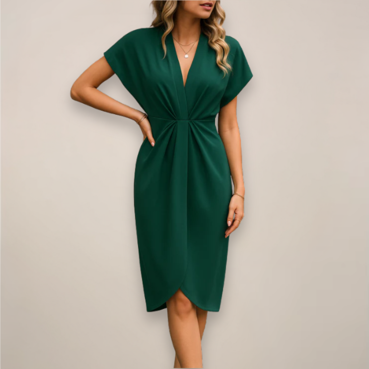 Women’s Midi Wrap Dress – Adjustable Tie Fluid Drape Summer Style