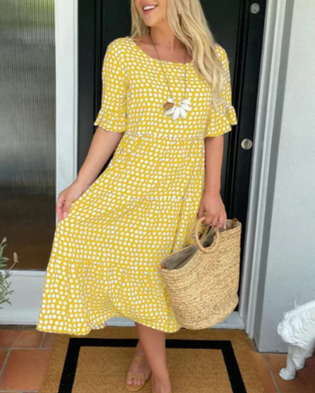 Women's Short-Sleeve Midi Dress – Relaxed Fit, Everyday Style