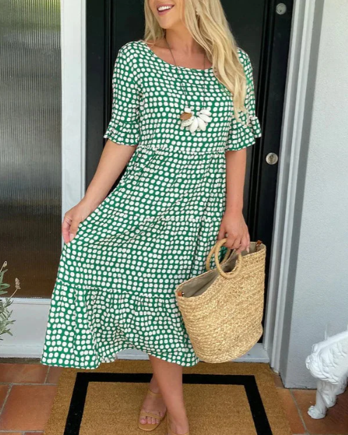 Women's Short-Sleeve Midi Dress – Relaxed Fit, Everyday Style