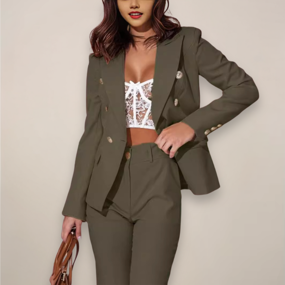 Women’s Suit – Two-Piece Fitted Blazer and Tailored Trousers Set
