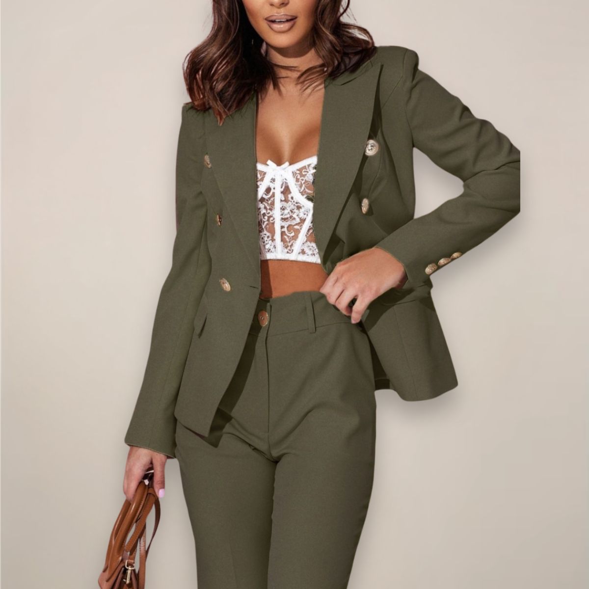 Women’s Suit – Two-Piece Fitted Blazer and Tailored Trousers Set