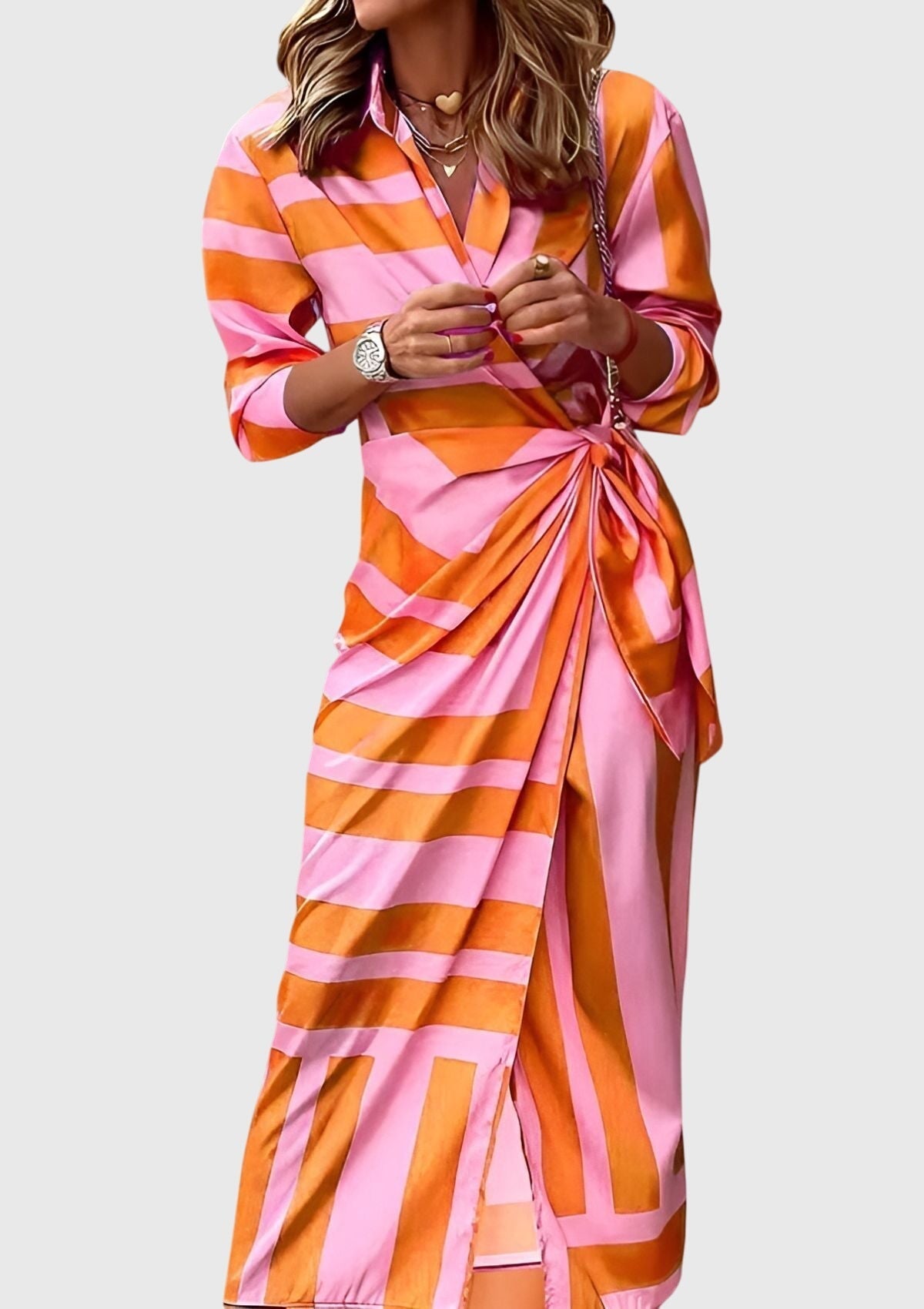 Women's Wrap Dress – 100% Polyester, Adjustable Fit