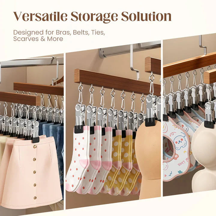 Wooden Hanger with Stainless Steel Clips | ClipNest Closet Organizer