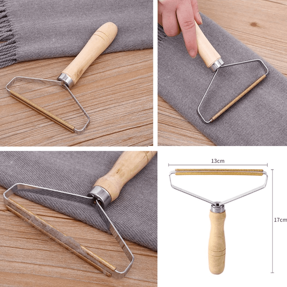 Wooden Lint Remover | Manual Fabric Shaver for Jumpers, Coats & Pet Hair | Restores Clothes Without Replacing Them
