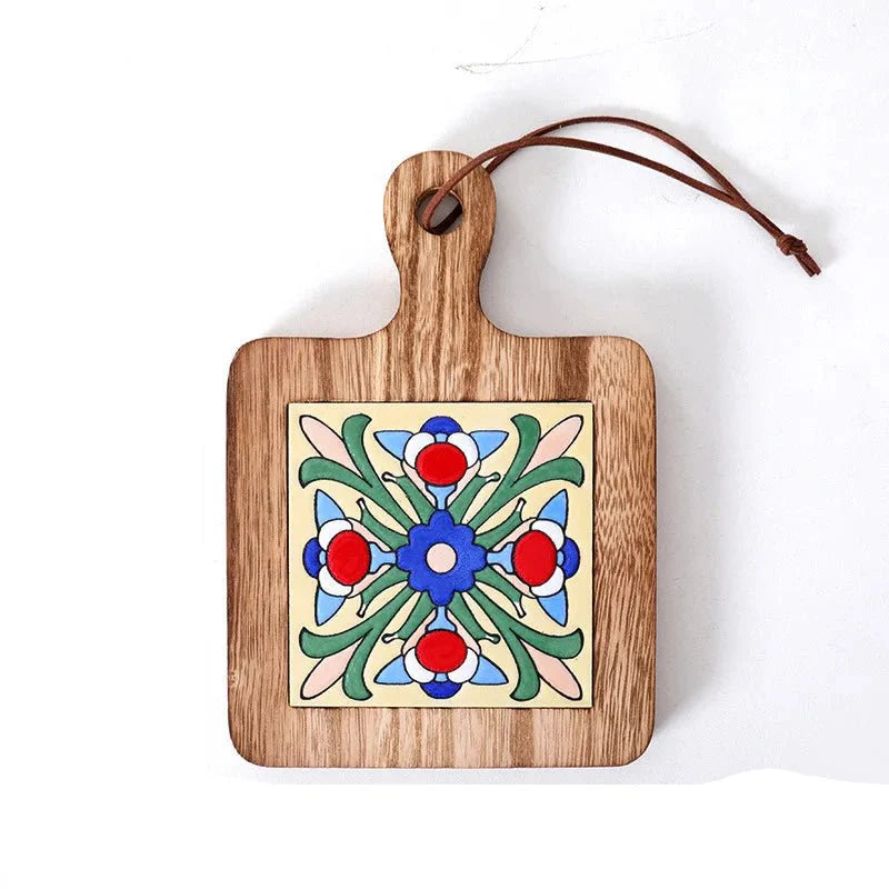 Wooden Trivet | Paddle Board With An Inset Patterned Tile