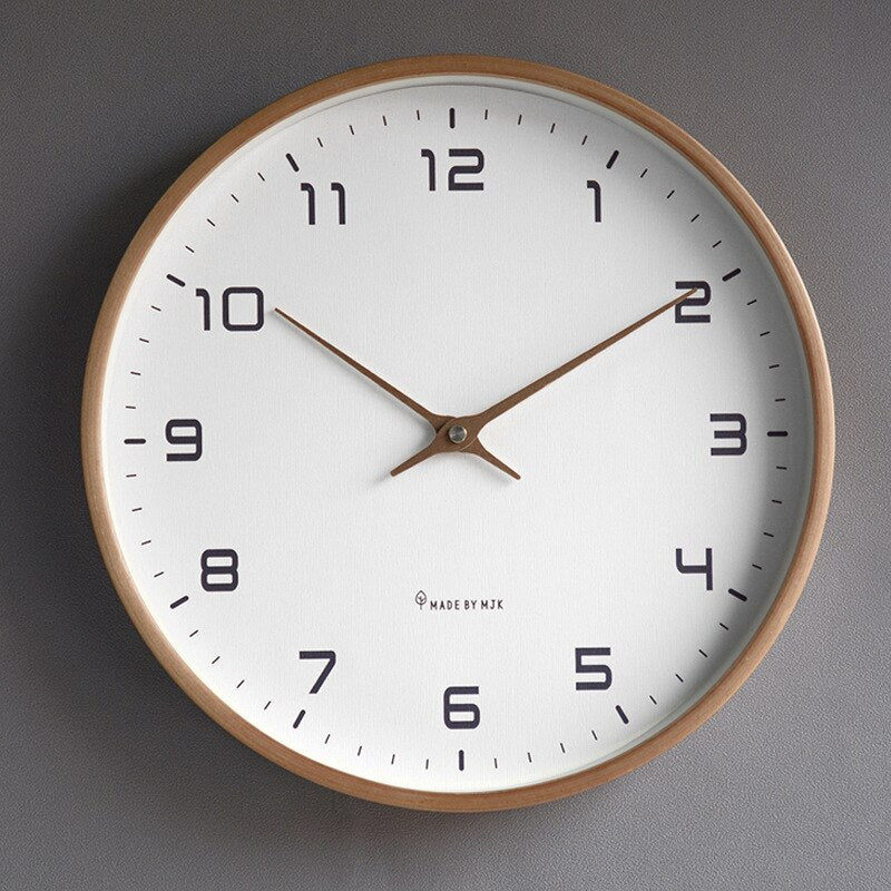 Wooden Wall Clock Natural Wood | Scandinavian Minimalist Design | Quartz Movement, Battery Operated for Living Room & Kitchen