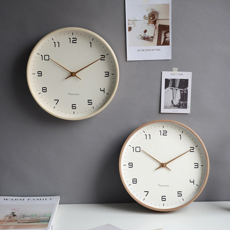Wooden Wall Clock Natural Wood | Scandinavian Minimalist Design | Quartz Movement, Battery Operated for Living Room & Kitchen