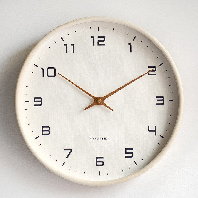 Wooden Wall Clock Natural Wood | Scandinavian Minimalist Design | Quartz Movement, Battery Operated for Living Room & Kitchen