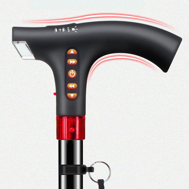 Walking Stick for Elderly | LED Torch & SOS Alarm | Adjustable 73-95.5 cm Foldable Aluminium Alloy Cane with Radio, 500 g 12