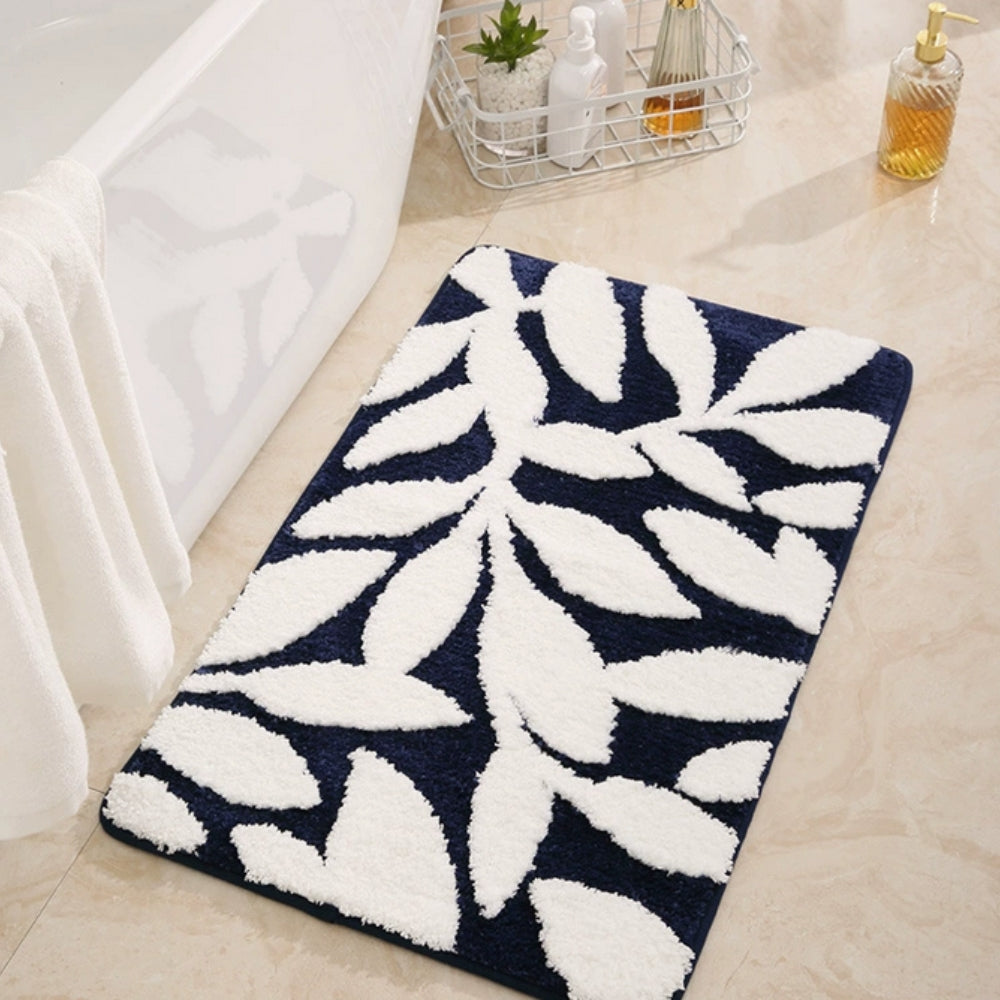 Zyphire | Leaf Pattern Bath Mat – Ultra-Soft Non-Slip Microfiber