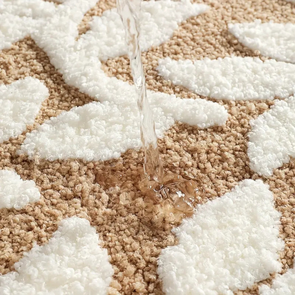 Zyphire | Leaf Pattern Bath Mat – Ultra-Soft Non-Slip Microfiber