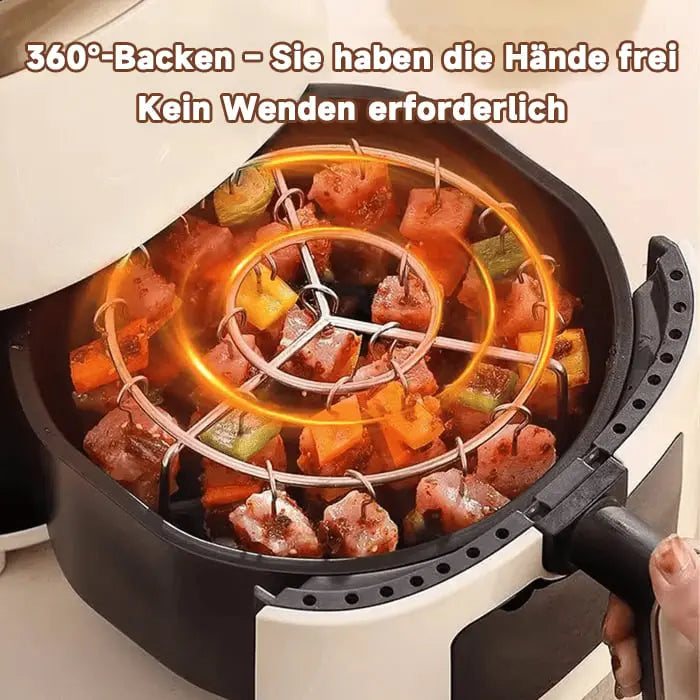 Air Fryer Grill Rack Stainless Steel | 360° Hot Air Circulation | Smoke-Free, Low-Fat Grilling with 24 Skewers 3