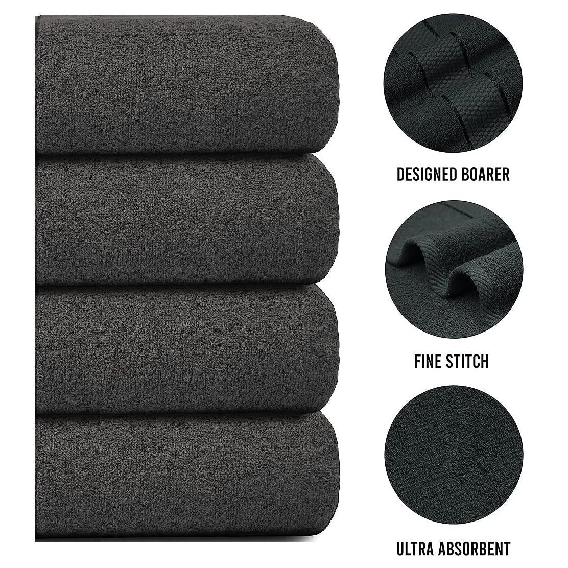 Jumbo Bath Towel Set, 4-Piece | Solid Colour, 12 Shade Options | Quick-Dry, Machine Washable, Coordinated Bathroom Set 39