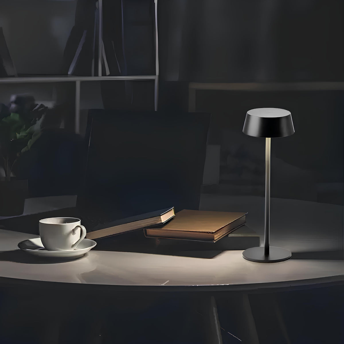 Cordless Rechargeable Table Lamp, Iron Build, 25 x 13 cm | Black, White or Brown | Dimmable with 3 Lighting Modes 4