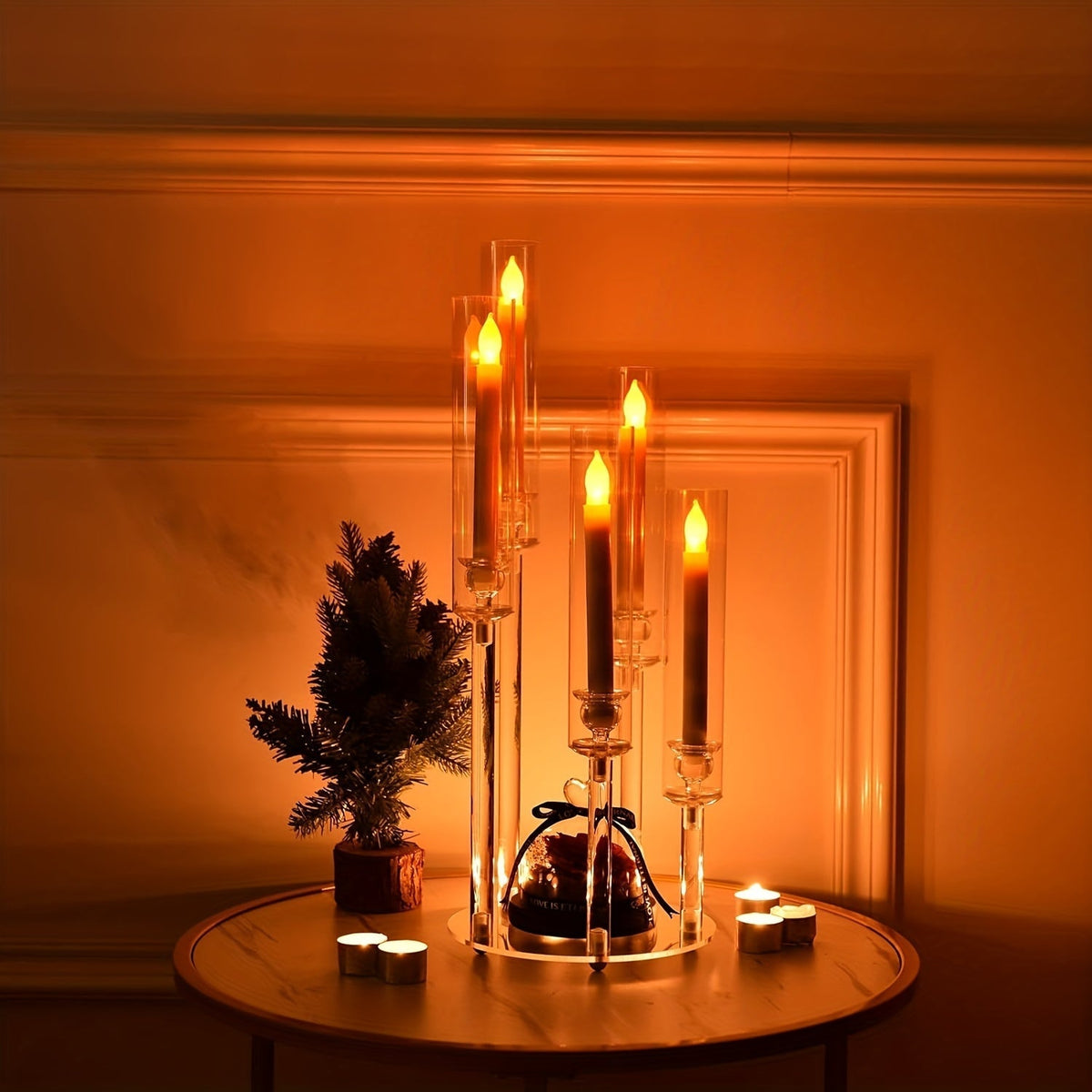 5-Arm Candle Holder Acrylic | Curved Arms for Wax or LED Candles | Shatter-Resistant Design for Indoor & Outdoor Use 5