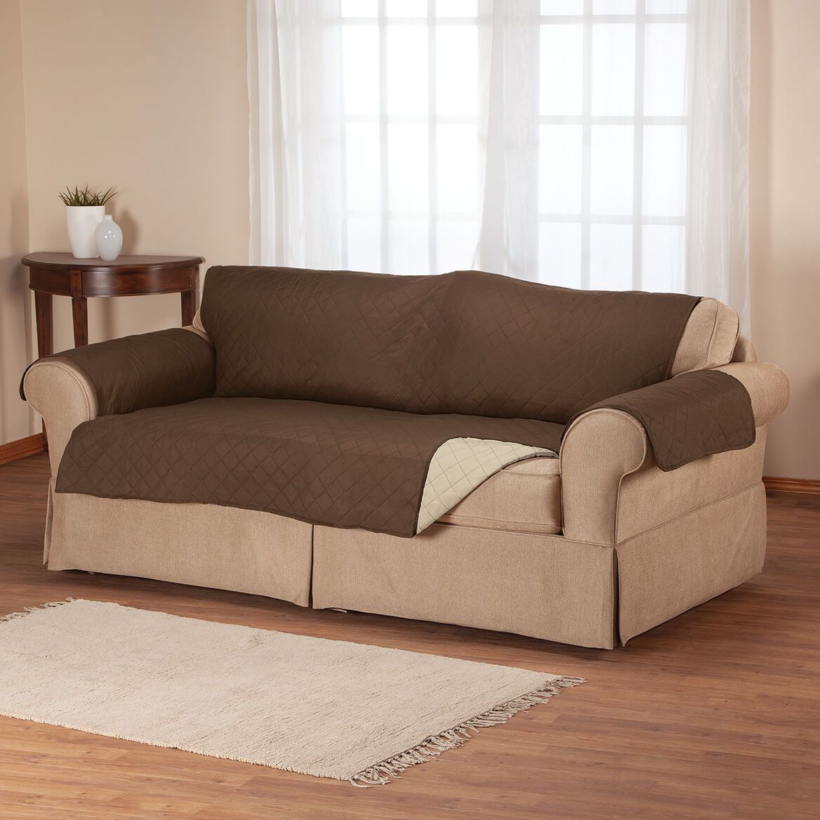 Reversible Sofa Cover Microfiber 198 cm Wide | Quilted, 2-Colour Design | Protects Against Spills, Stains and Wear 6