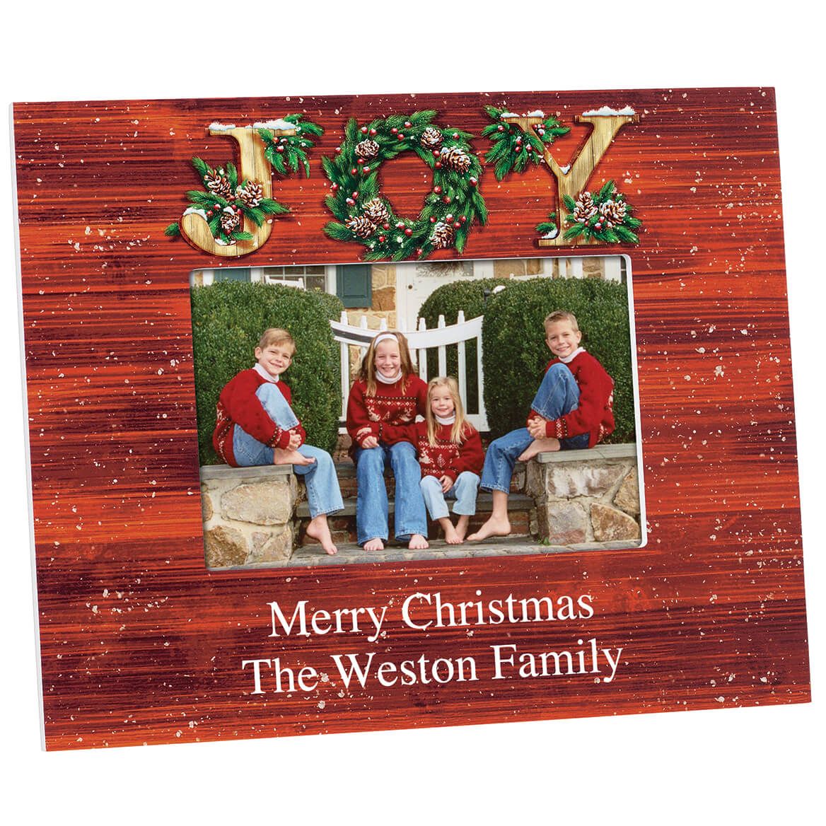 Personalised Christmas Picture Frame | Solid Wood, Holds 4 x 6 Inch Photo | Wreath Design, Wall or Table Mount 2