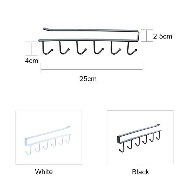 Under-Cabinet Hook Rack Steel | 6 Hooks No-Drill Slide-On Mount | Saves Counter and Wall Space, Rust-Resistant 5