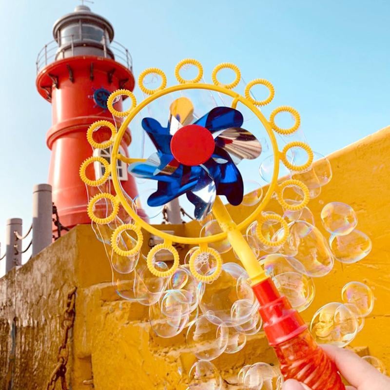 Bubble Blower Windmill ABS Plastic | Wind-Powered, No Batteries Needed | Outdoor Garden Bubble Toy with Concentrate 6