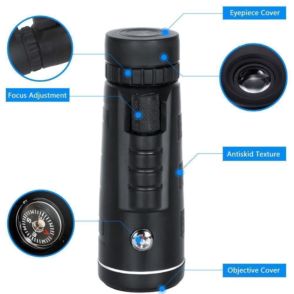 12X50 Monocular Telescope | BAK4 Prism with 38 m/1000Yds Field of View | Smartphone Adapter and Tripod Included 7