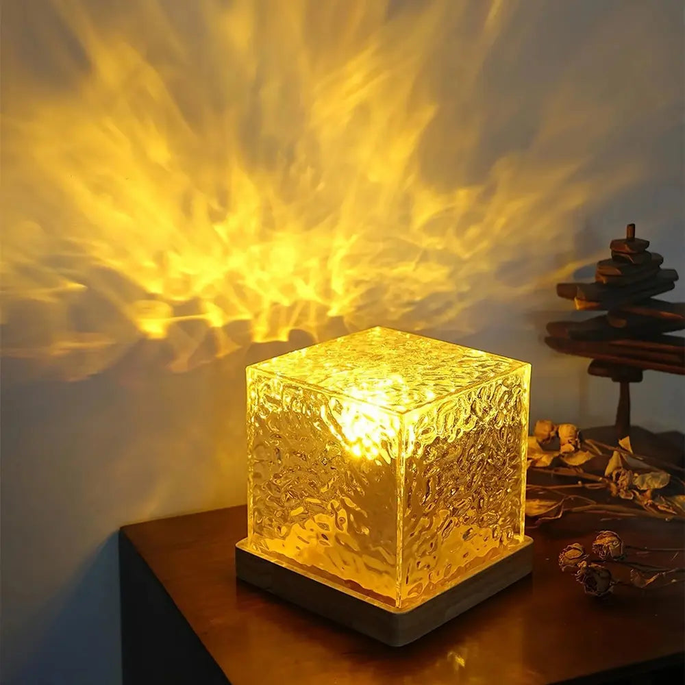 Prism Cube Lamp, Wood and Acrylic | 16 Colours with Remote Control | USB-Powered Northern Lights Effect, Two Sizes 7