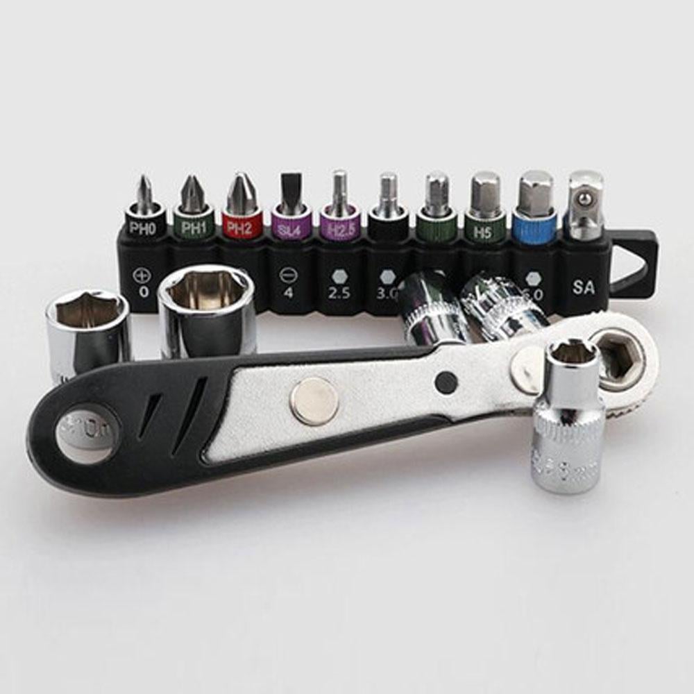 Drill Bit Set Mini Ratchet Chrome Vanadium Hexagon with Reversible Lever 2