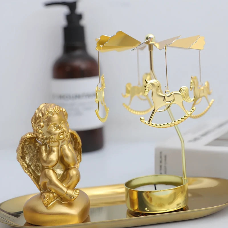 Candle Carousel Alloy Spinner 16.5 x 8 x 5 cm | Fawn, Fairy, Angel, Unicorn Styles | Heat-Powered Rotating Display 15