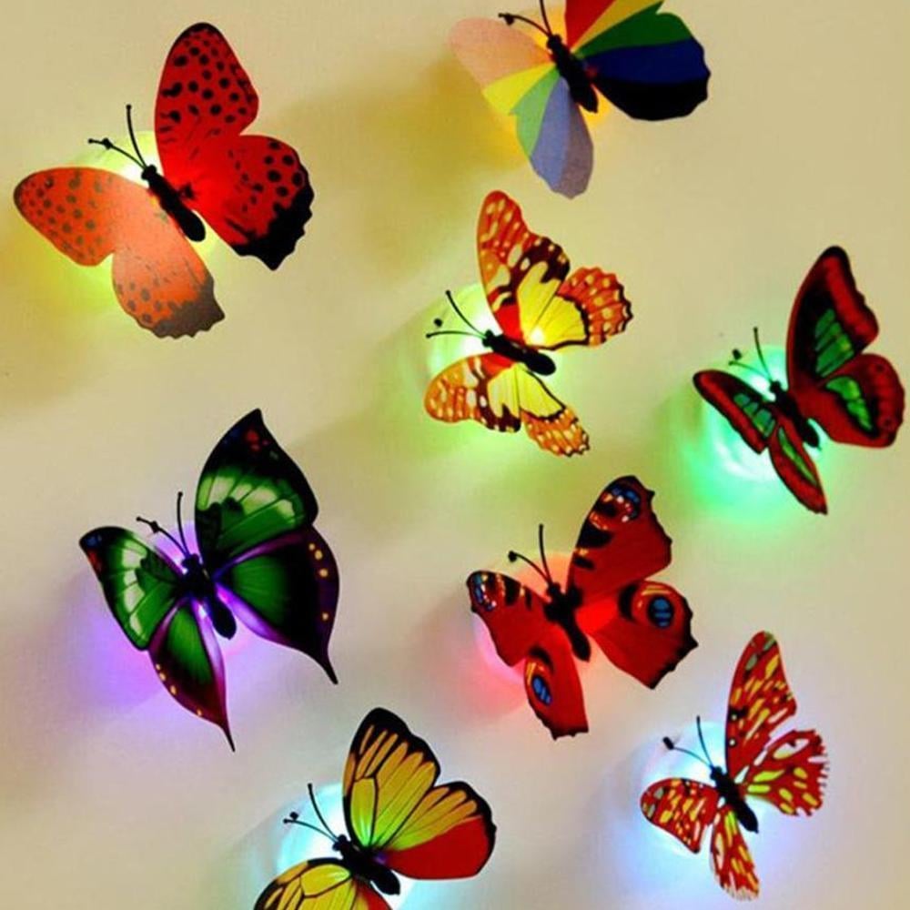 LED Butterfly Wall Stickers | Battery-Powered 9-Piece Set with Strong Adhesive Backing | Removable Décor Lighting for Any Room 4