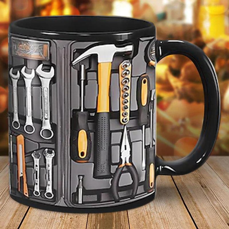 Toolbox Mug Ceramic Novelty Microwave Safe Compact with Raised 3D Pattern 9