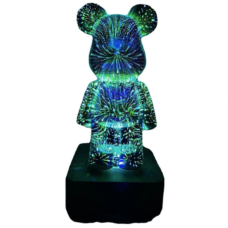 Decorative Lamp 3D Bear Glass USB Powered with Push-Button Colour Change 1