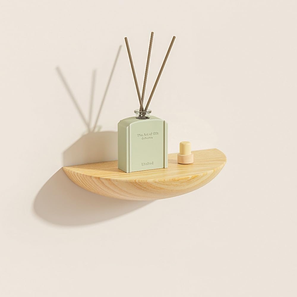 Half-Round Floating Shelf - Stylish Wall Storage Solution in Natural Wood 17