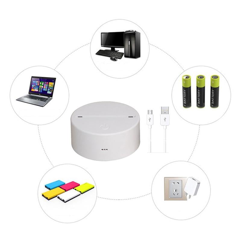 3D Illusion Lamp Acrylic | Touch Button with 3 Colour Modes | USB-Powered Night Light for Bedroom, Office & Desk 2