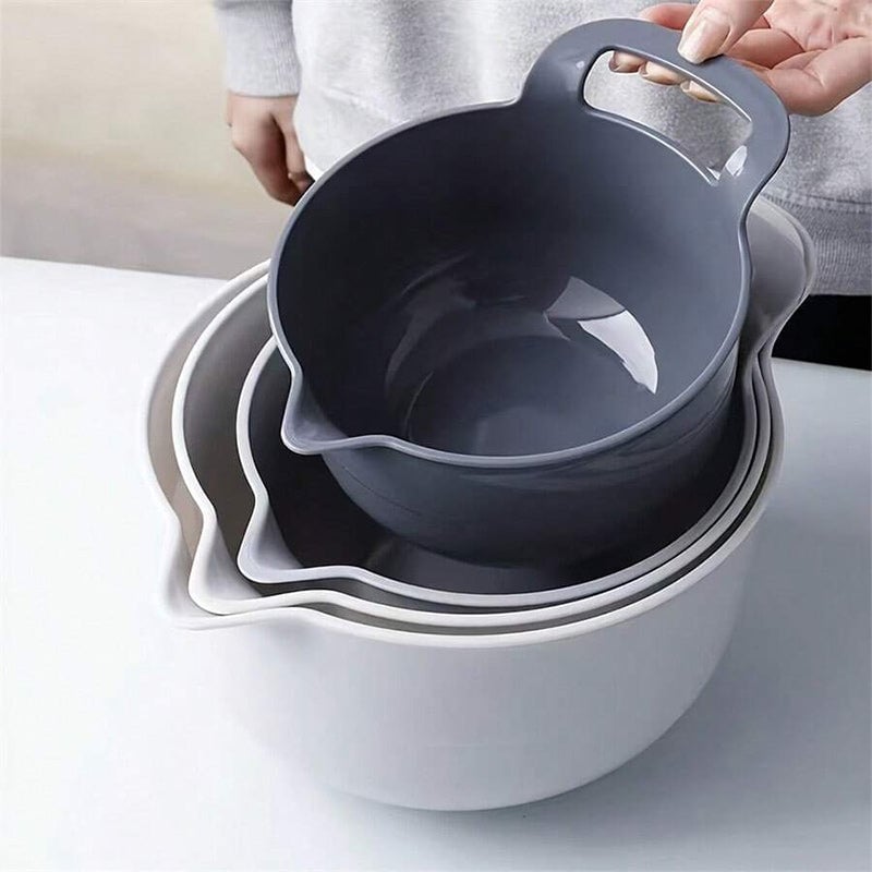 Nesting Mixing Bowl Set Plastic Stackable Graduated with Pour Spouts 11