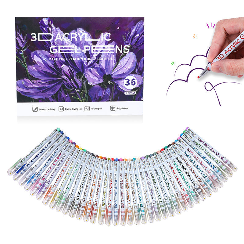 Acrylic Gel Pens Set 12 to 48 Pieces | Fine Steel Tip for Smear-Free Lines | Pigment-Rich Ink for Light and Dark Surfaces 13