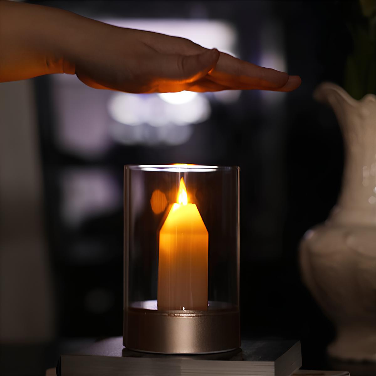 Flameless LED Candle Lamp 8.6 x 13 cm | Warm White Flicker, Hand Gesture Control | USB Rechargeable, No Flame or Smoke 2