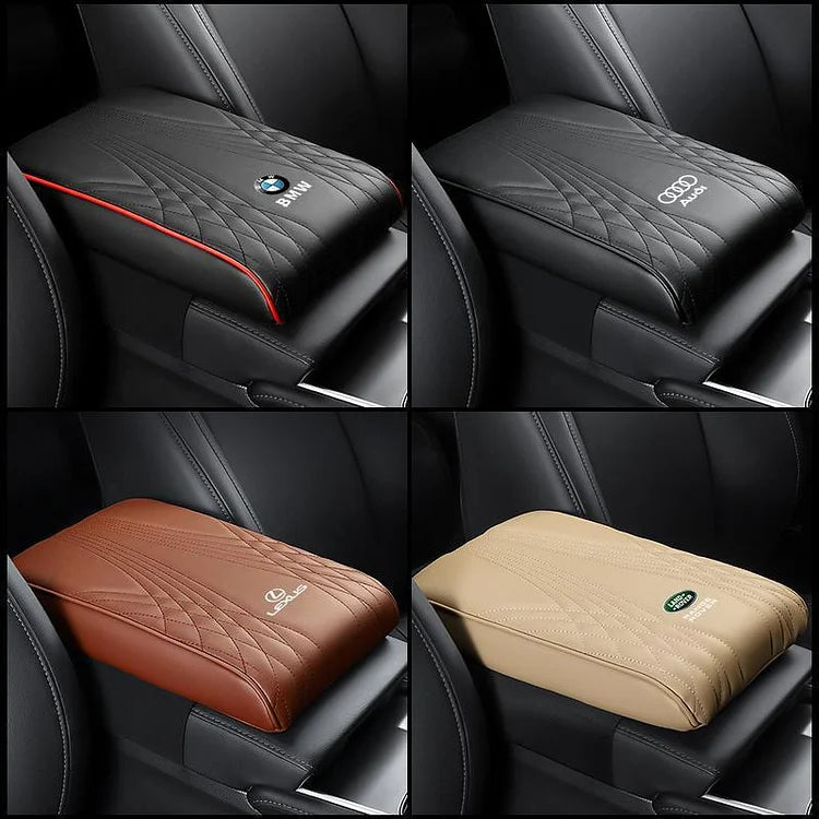 Car Armrest Cushion Leather Memory Foam | Diamond-Pattern, Elastic Mesh Fit | Elbow Support & Scratch Protection 6