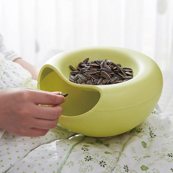 Pistachio Nut Bowl with Shell Storage | Dual Compartment Snack Organiser | Built-In Phone Stand, Decorative Bowl 3