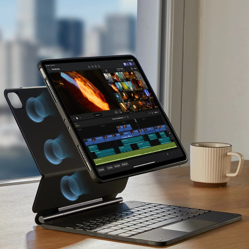 iPad Keyboard Case with Trackpad | 360° Rotating Hinge & Palm Rejection | Shockproof Metal Shell with Long Battery Life