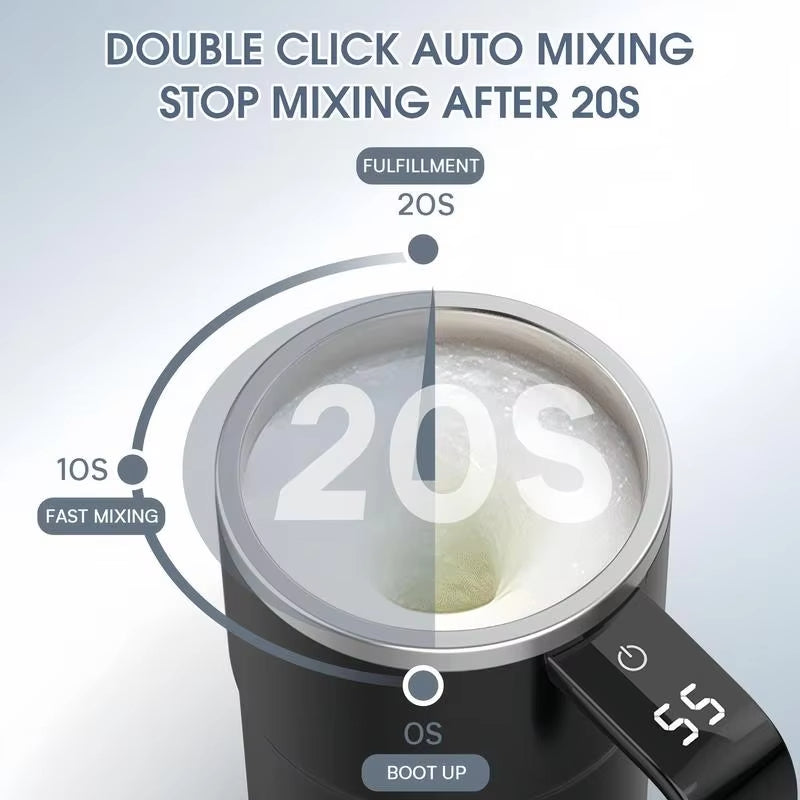 Self Mixing Coffee Mug Electric | Automatic Magnetic Stirring in 20 Seconds | Rechargeable USB-C, IP67 Waterproof 3