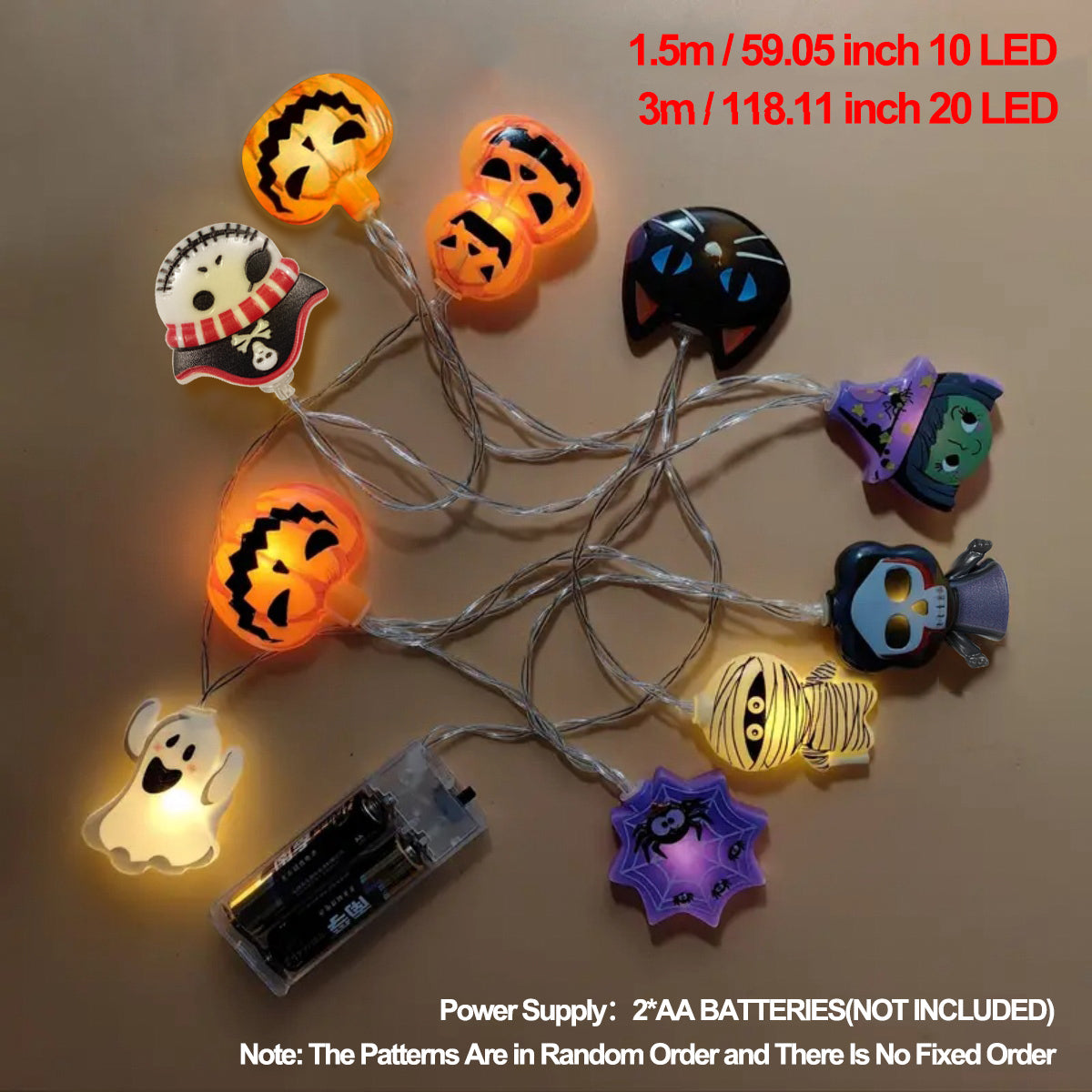 Halloween LED String Lights Spooky Characters | Battery Powered, 10 or 20 LED Options | Cordless Indoor Party Decor 6