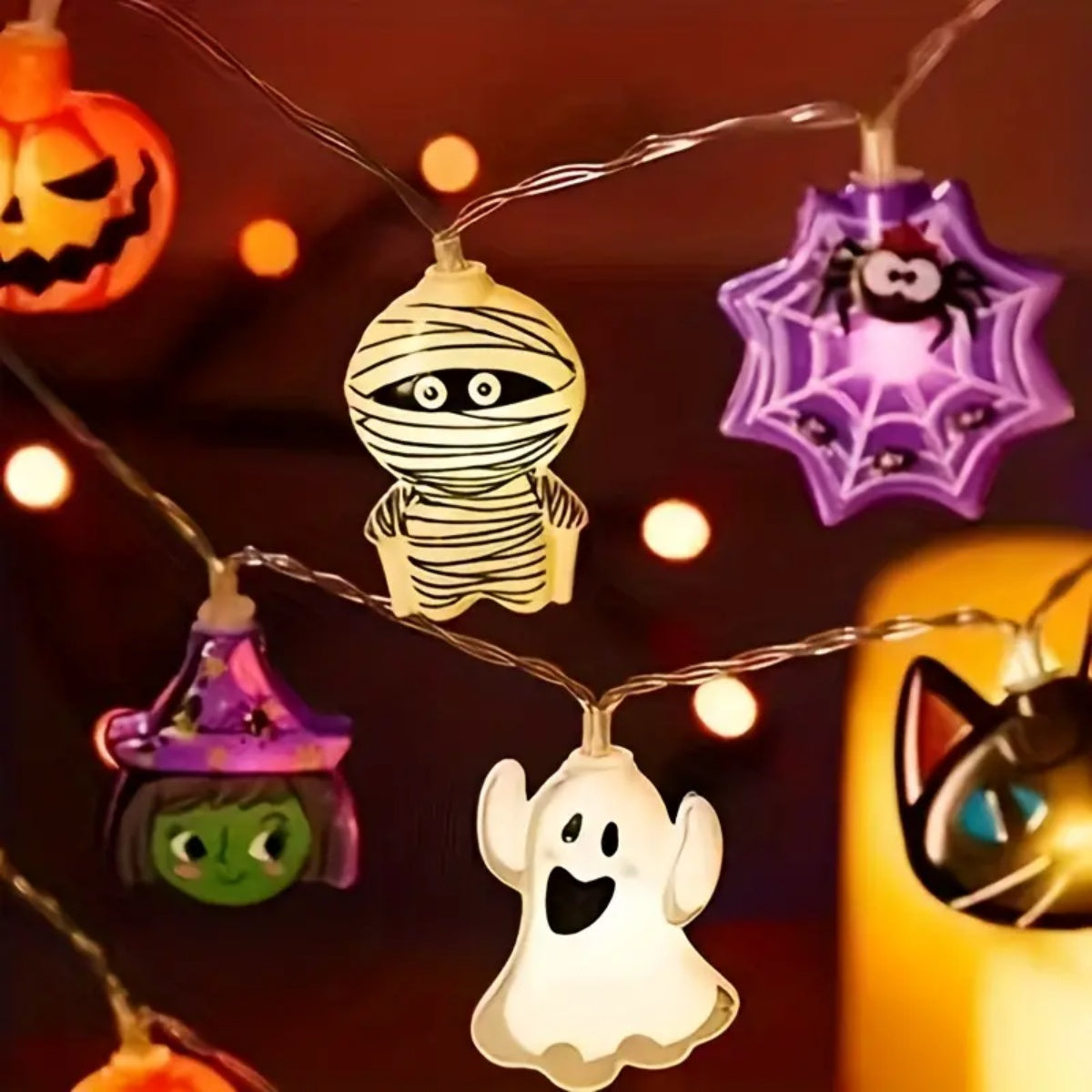 Halloween LED String Lights Spooky Characters | Battery Powered, 10 or 20 LED Options | Cordless Indoor Party Decor 4