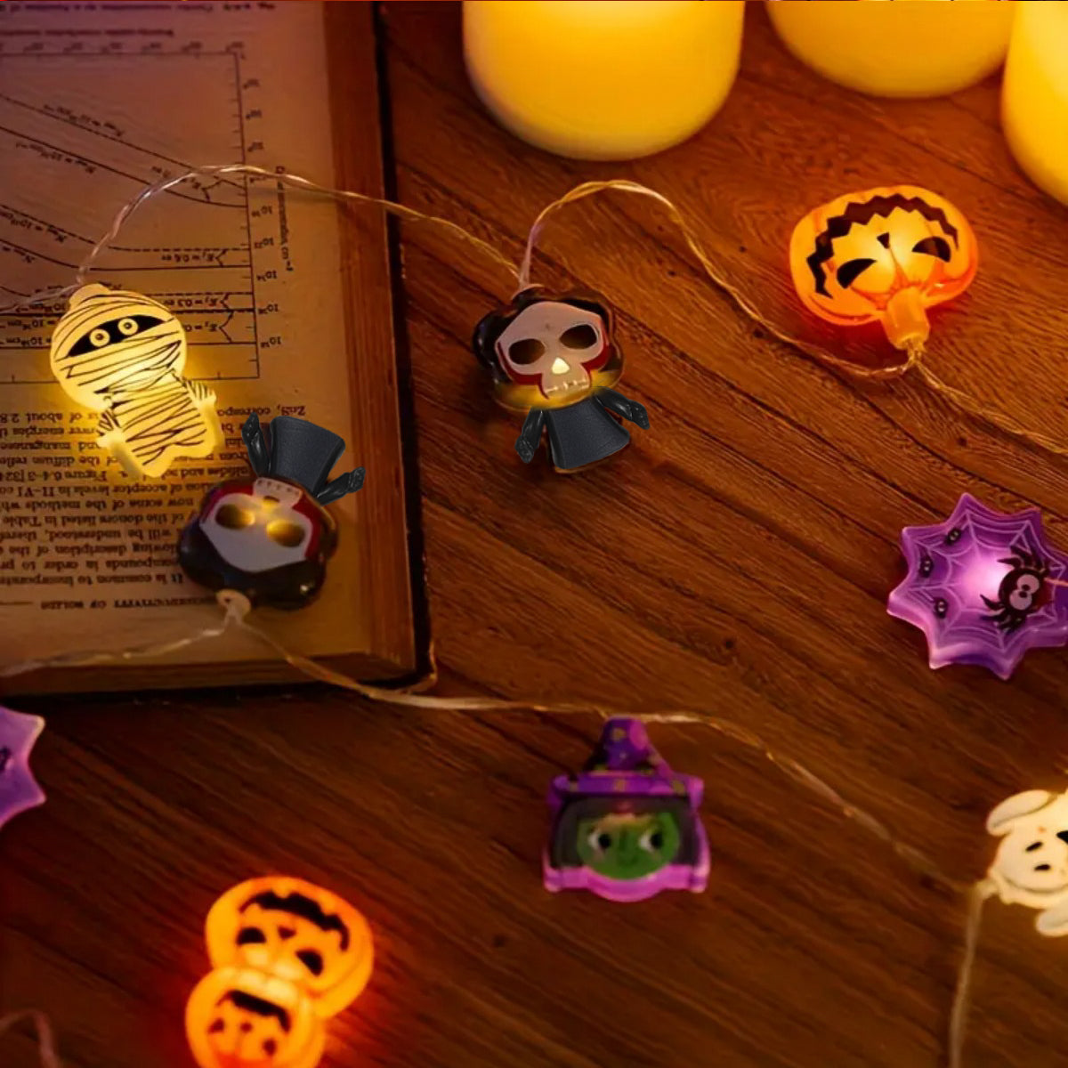 Halloween LED String Lights Spooky Characters | Battery Powered, 10 or 20 LED Options | Cordless Indoor Party Decor 2