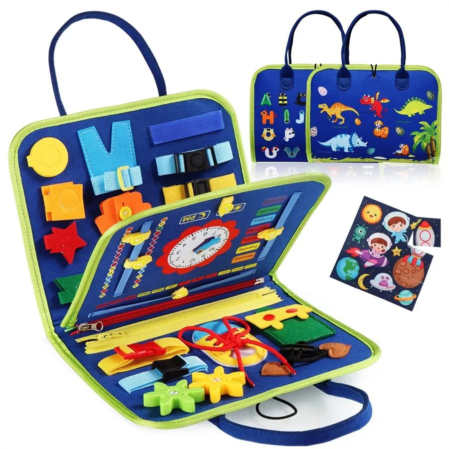 Montessori Busy Board | Zippers, Buttons & Shape Matching for Toddlers | Builds Fine Motor Skills & Sensory Play 6