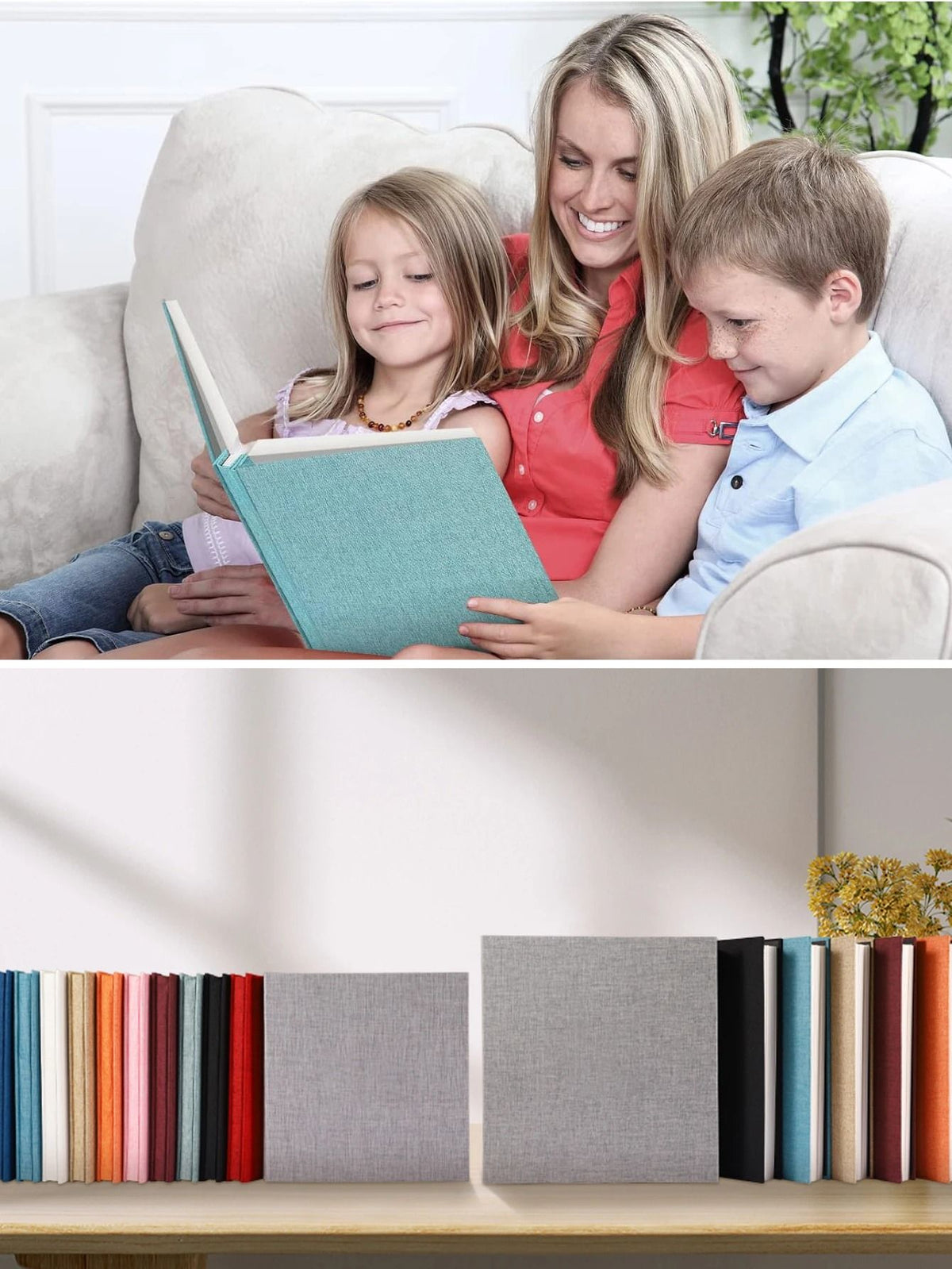 Linen Photo Album Fabric Hardcover | Self-Adhesive Pages Fit 2x3 4x6 5x7 8x10 Photos | No Glue Needed, Reposition Freely 6
