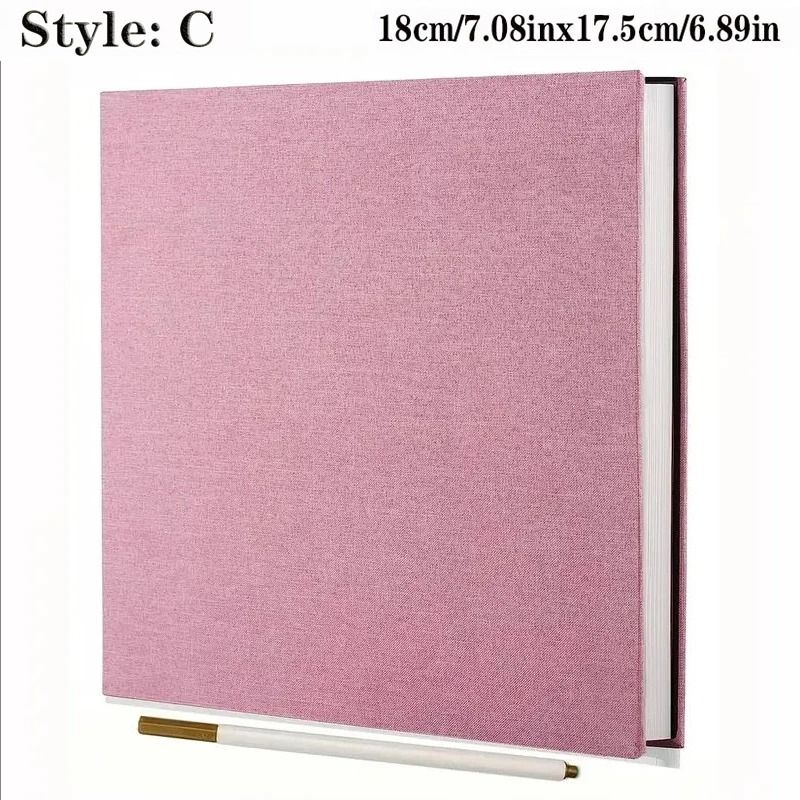 Linen Photo Album Fabric Hardcover | Self-Adhesive Pages Fit 2x3 4x6 5x7 8x10 Photos | No Glue Needed, Reposition Freely 16