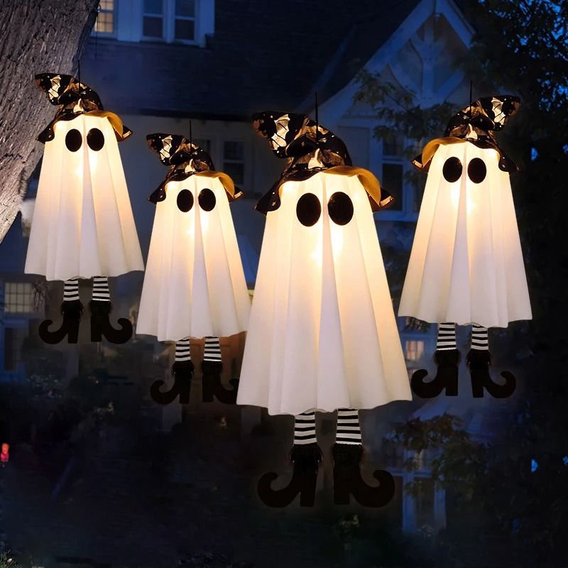LED Light Up Witch Ghost Hanging Decoration | Halloween Glow Effect | Lightweight Weather Resistant Indoor Outdoor Décor 4