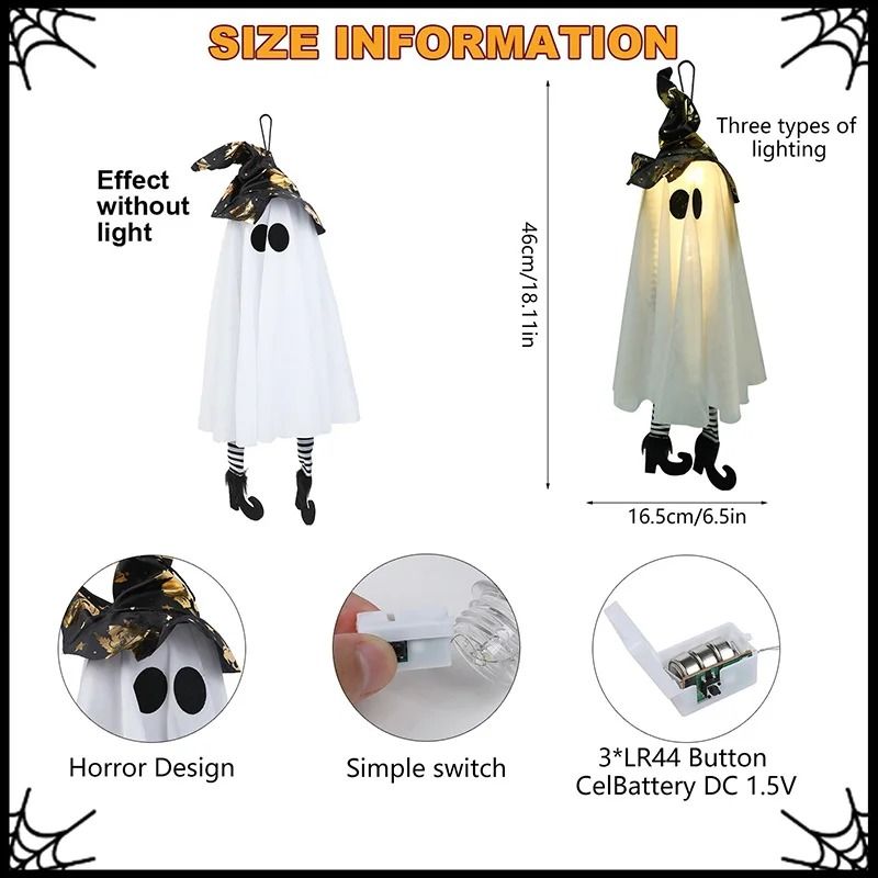 LED Light Up Witch Ghost Hanging Decoration | Halloween Glow Effect | Lightweight Weather Resistant Indoor Outdoor Décor 5